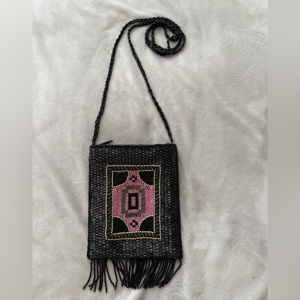 ERMO Vintage Beaded Art deco design Fringed Small Crossbody Bag Good condition